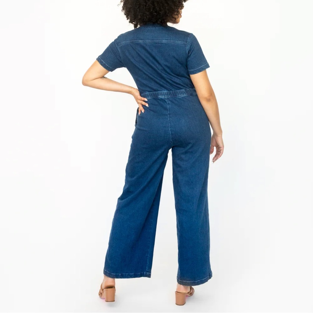 MIXED Stretch Denim Jumpsuit - Picture 3 of 7